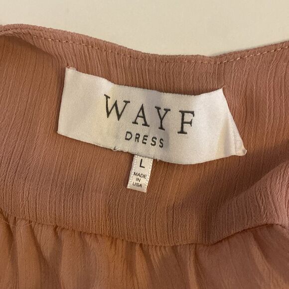 WAYF Blush Pink Long Sleeve Flowy Wrap Dress Size Large - Picture 10 of 14